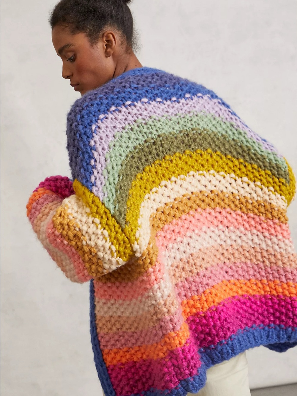 SAACHI Multicolor Chunky Stripe Open Cardigan — - Picture 2 of 9